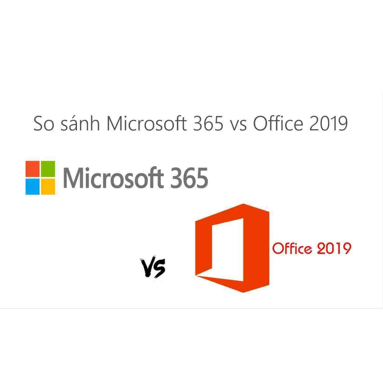 So sanh Microsoft 365 va Office 2019